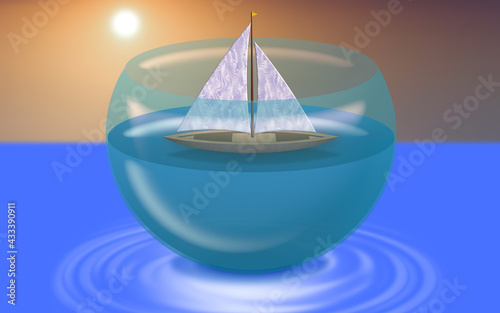 Segelboot im Glass Behälter.