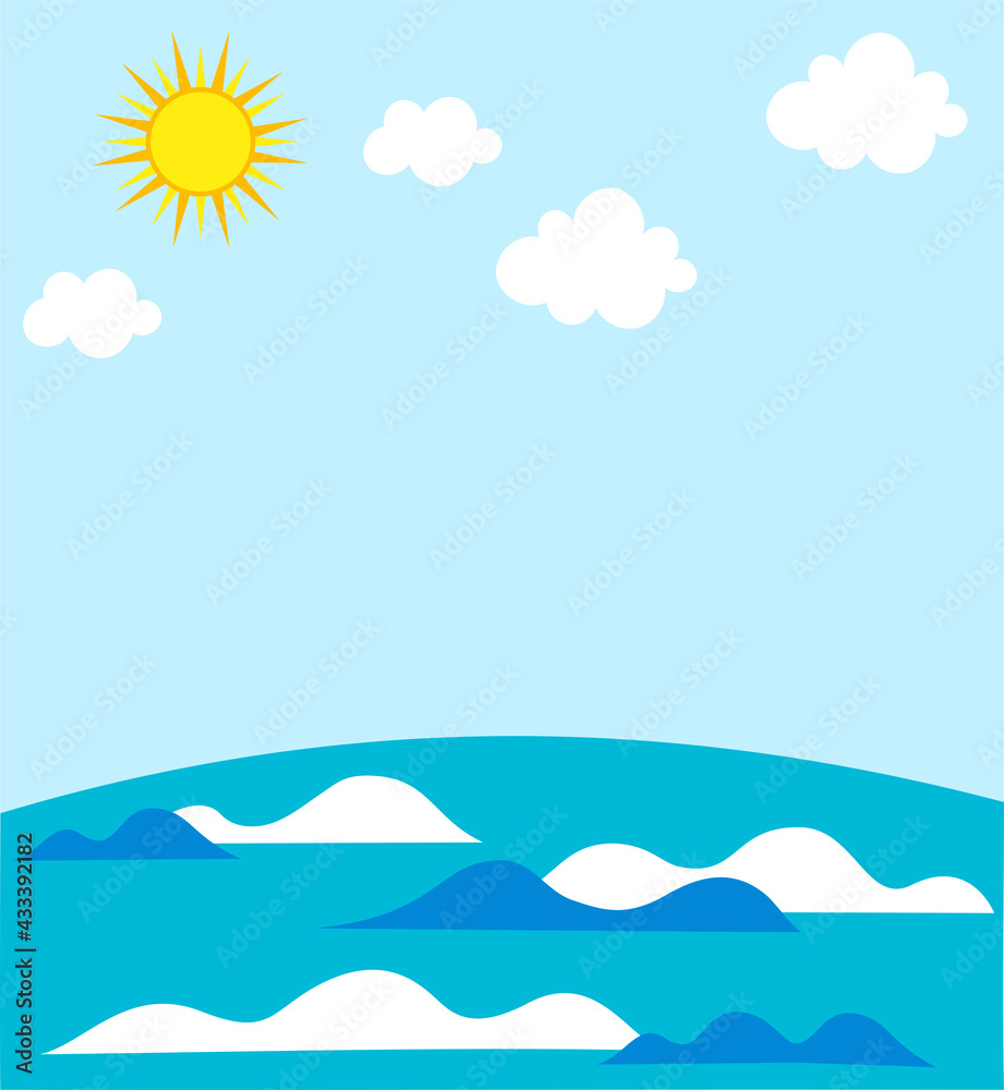 青空と太陽と海の背景イラスト 青空と太陽と海の背景イラスト