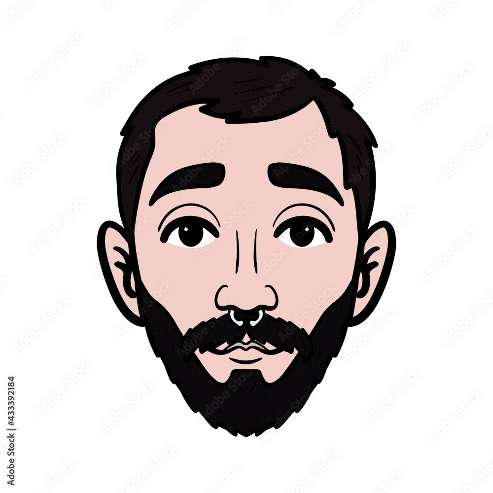 isolated male head with full beard. avatar comic vector. isolated male head with full beard. avatar comic vector.