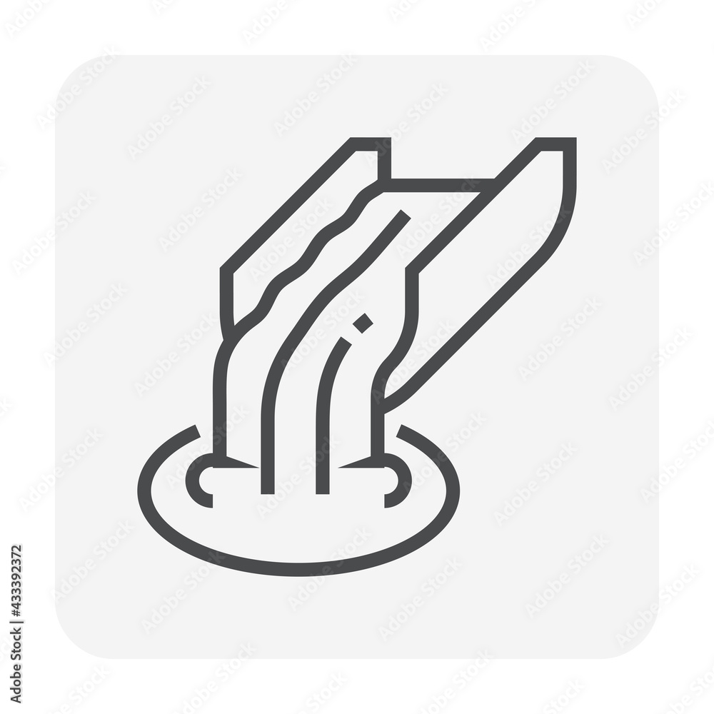 Metallurgy or metallurgical production industry vector icon. Consist of molten iron or heat liquid flow in mill from blast furnace. Casting smelting of metal, iron or steel in foundry or factory plant Metallurgy or metallurgical production industry vector icon. Consist of molten iron or heat liquid flow in mill from blast furnace. Casting smelting of metal, iron or steel in foundry or factory plant