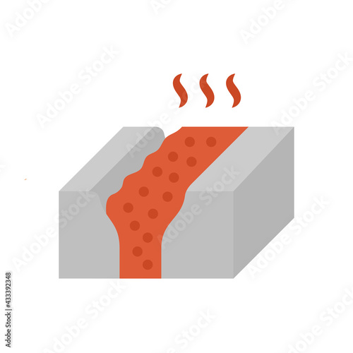 Metallurgy or metallurgical production industry vector icon. Consist of molten iron or heat liquid flow in mill from blast furnace. Casting smelting of metal, iron or steel in foundry or factory plant
