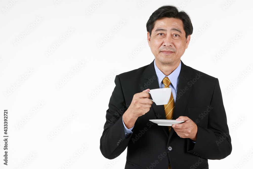 Senior asian businessman take coffee time after his business successfully. After this he might think about retirement and hands on all to next generation. Senior asian businessman take coffee time after his business successfully. After this he might think about retirement and hands on all to next generation.