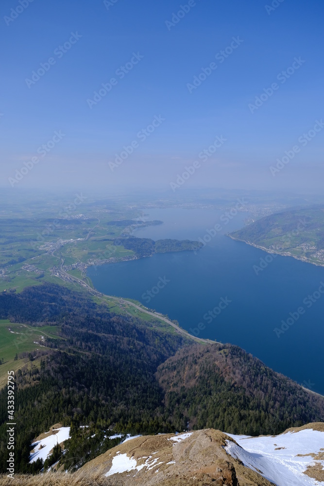 A beautiful view from the top of the Rigi mountain. The 27th April 2021, Switzerland.