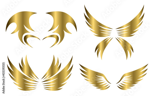 set of gold animal wings logo design vector illustration suitable for branding or symbol.