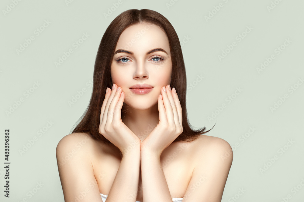 Beautiful woman brunette hair healthy beauty skin perfect fashion make up Beautiful woman brunette hair healthy beauty skin perfect fashion make up