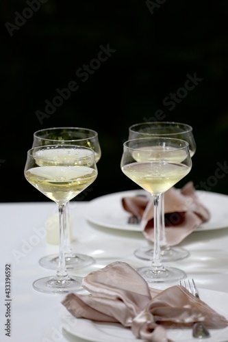 glasses with champagne on a table