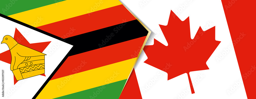 Zimbabwe and Canada flags, two vector flags. Zimbabwe and Canada flags, two vector flags.