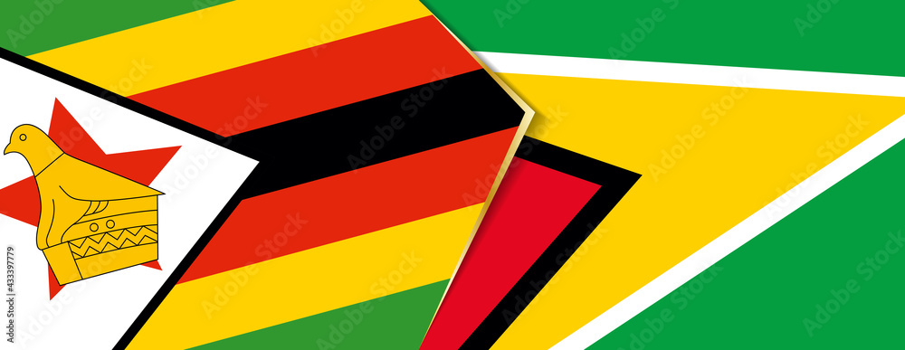 Zimbabwe and Guyana flags, two vector flags. Zimbabwe and Guyana flags, two vector flags.