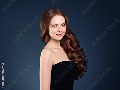 Young beautiful model with beautiful healthy skin and perfect hairstyle female model portrait