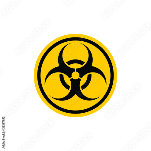 Biohazard sign. Round symbol of danger on a yellow background. Hazard warning pictogram. Vector icon.