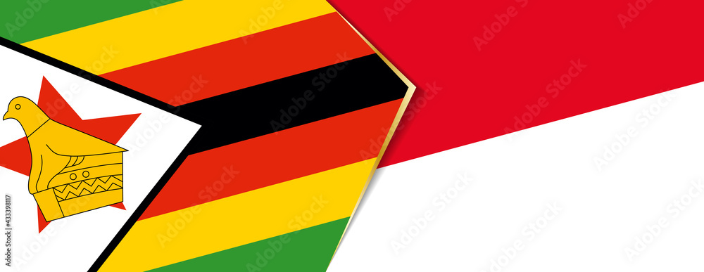 Zimbabwe and Indonesia flags, two vector flags. Zimbabwe and Indonesia flags, two vector flags.