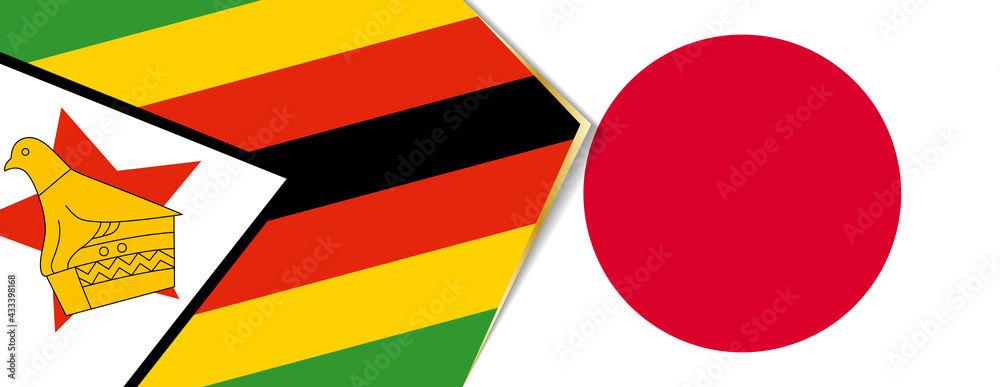 Zimbabwe and Japan flags, two vector flags. Zimbabwe and Japan flags, two vector flags.