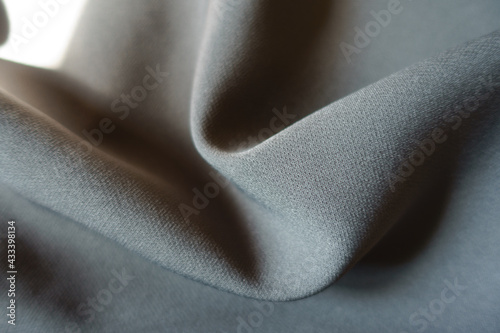 Crumpled simple dark gray viscose and polyester fabric