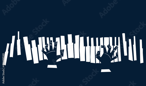 Blues - Piano Keyboard with hands