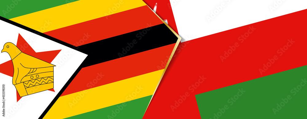 Zimbabwe and Oman flags, two vector flags. Zimbabwe and Oman flags, two vector flags.