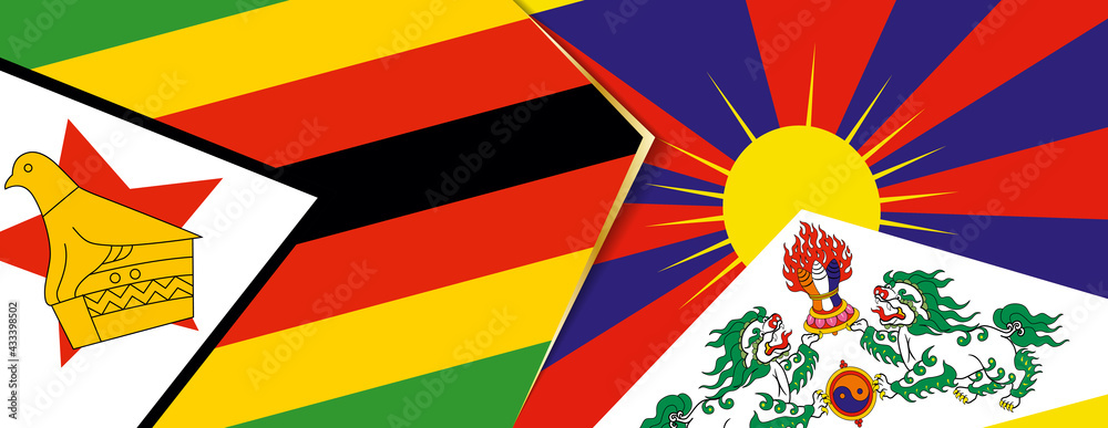 Zimbabwe and Tibet flags, two vector flags. Zimbabwe and Tibet flags, two vector flags.