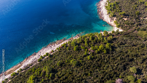 Aerial view of Kamenjak National Park coastline - great place for walking and biking
