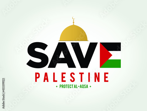 Save Gaza, save Palestine. Save Palestine lettering background. Save Palestine concept vector illustration
