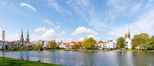 Panorama of city Lübeck with Krähenteich