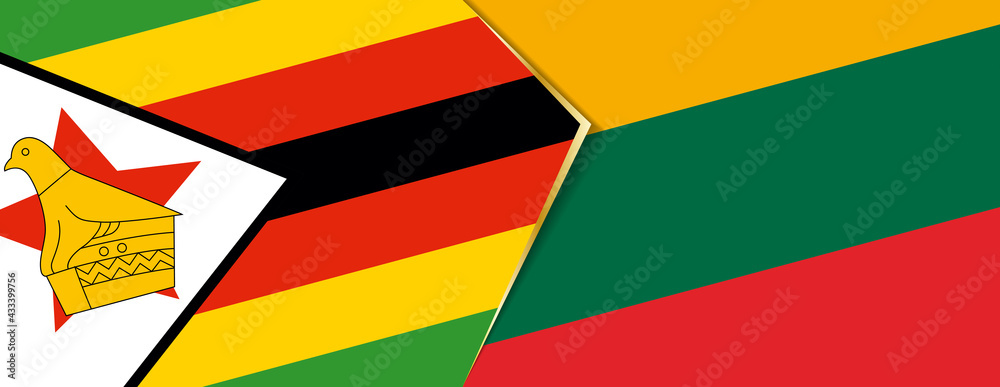 Zimbabwe and Lithuania flags, two vector flags. Zimbabwe and Lithuania flags, two vector flags.