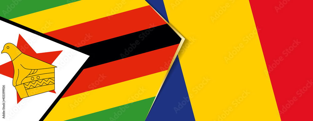 Zimbabwe and Romania flags, two vector flags. Zimbabwe and Romania flags, two vector flags.