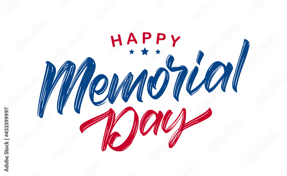 Vector illustration: Calligraphic lettering composition of Happy Memorial Day on white background