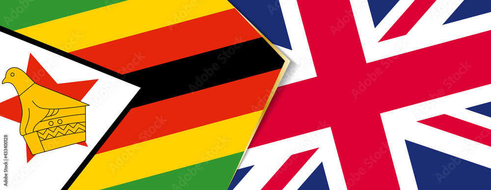 Zimbabwe and United Kingdom flags, two vector flags.