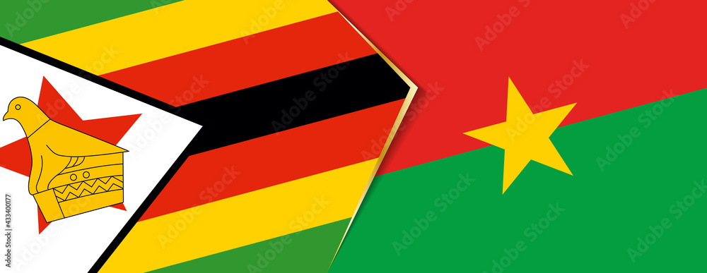 Zimbabwe and Burkina Faso flags, two vector flags. Zimbabwe and Burkina Faso flags, two vector flags.