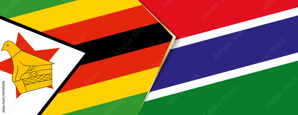 Zimbabwe and Gambia flags, two vector flags. Zimbabwe and Gambia flags, two vector flags.