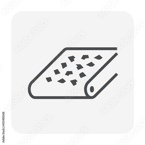 Mining processing industry vector icon. Industrial machine, equipment with continuous conveyor belt. To transport, sorting and carry raw material from quarry i.e. ore, coal and rock to factory plant.
