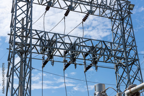 Main substation 69 kV to disconnect switch On a steel column structure