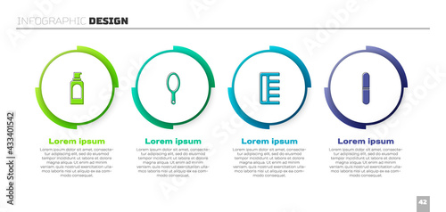 Set Spray can for hairspray, Hand mirror, Hairbrush and Nail file. Business infographic template. Vector