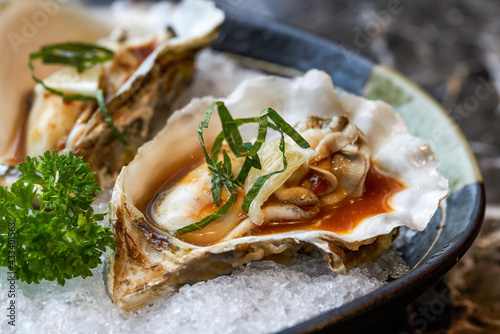A delicious Japanese dish, oyster sashimi