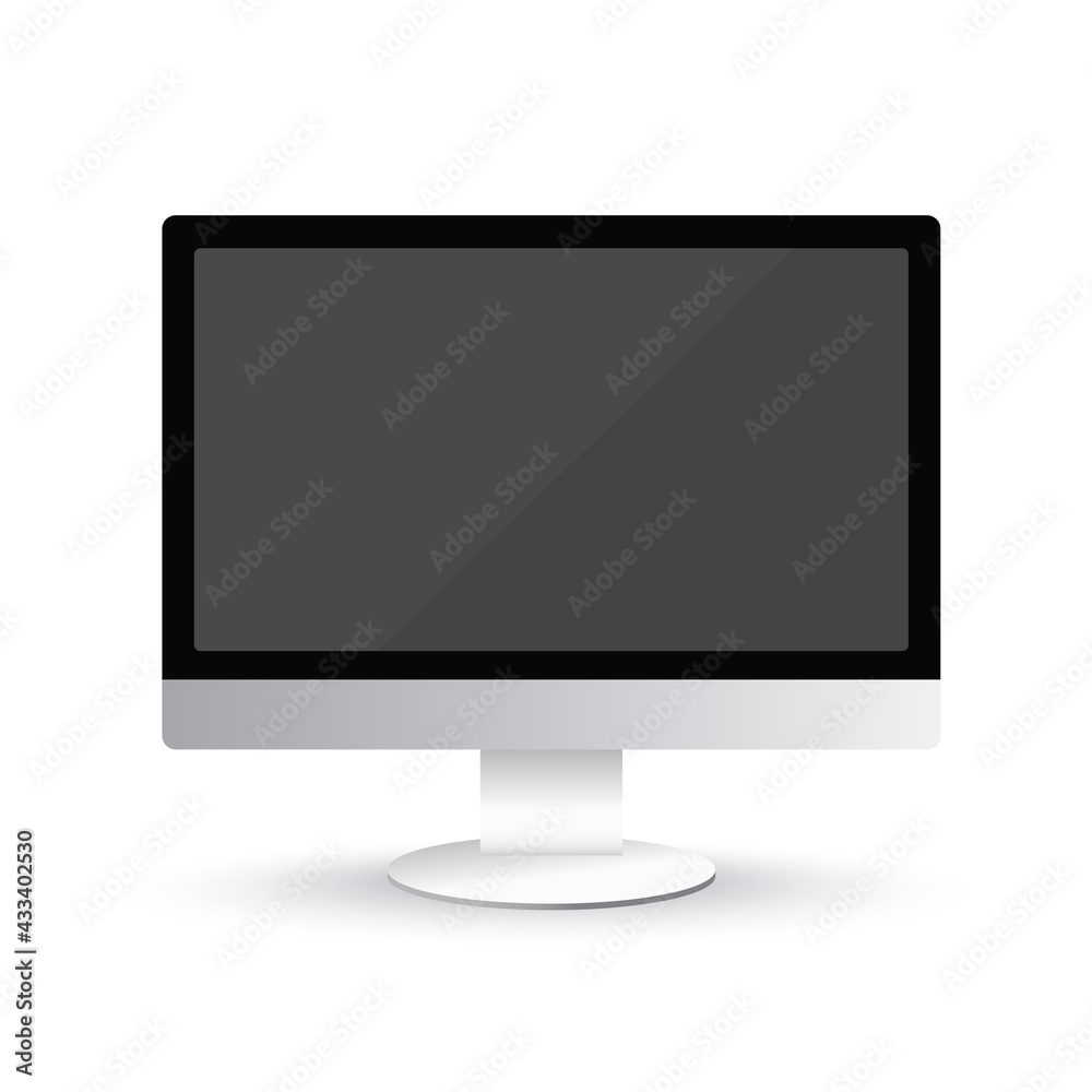 Computer screen mock up isolated on transparent background. Black and White monitor template. Vector illustration Computer screen mock up isolated on transparent background. Black and White monitor template. Vector illustration