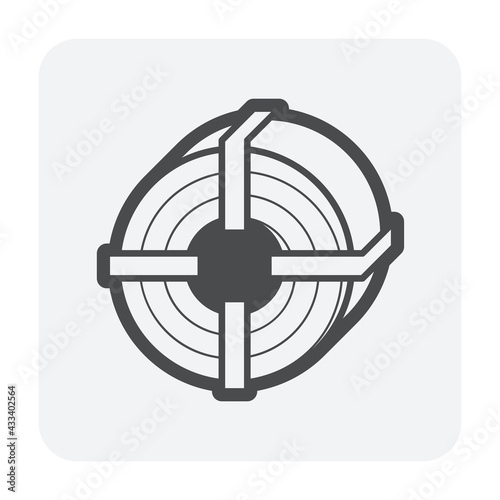 Roll steel, steel coil or sheet metal and packaging vector icon. Industrial product manufacturing or production from hot and cold process in factory. Raw materials for construction and machinery part.