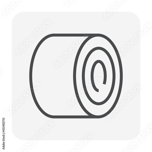 Roll steel, steel coil or sheet metal vector icon. Industrial product manufacturing or production from hot cold process with strength, hardness in factory. Raw materials for construction, machine part