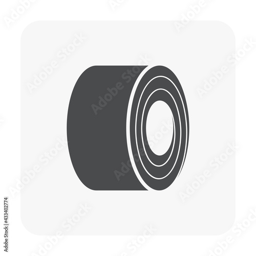 Roll steel, steel coil or sheet metal vector icon. Industrial product manufacturing or production from hot cold process with strength, hardness in factory. Raw materials for construction, machine part