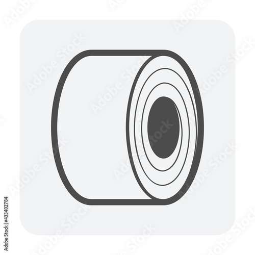 Roll steel, steel coil or sheet metal vector icon. Industrial product manufacturing or production from hot cold process with strength, hardness in factory. Raw materials for construction, machine part