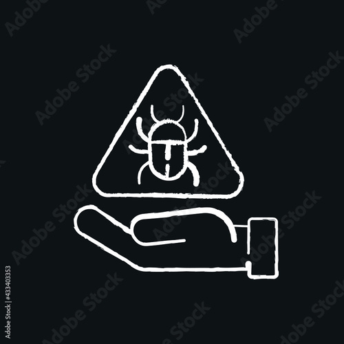 Virus file chalk icon. Phishing and Spam. Hacking. Vector isolated black illustration.