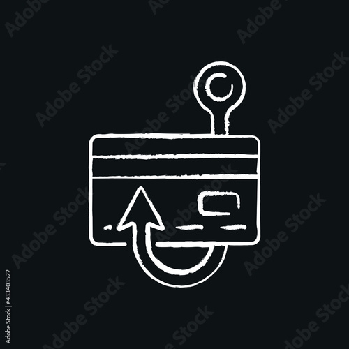 Stealing money chalk icon. Phishing and Spam. Virus. Vector isolated black illustration.