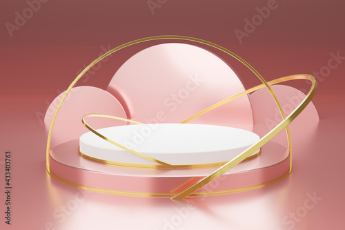 rose gold stage showcase with the golden ring