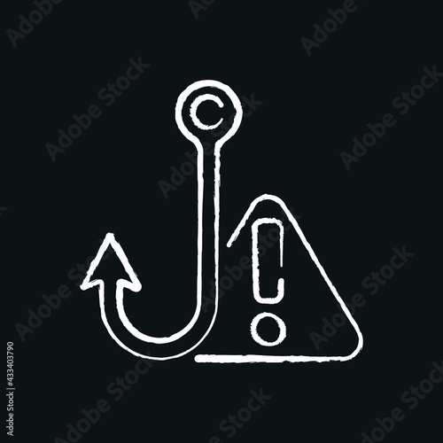 Phishing in message chalk icon. Spam. Virus. Vector isolated black illustration.