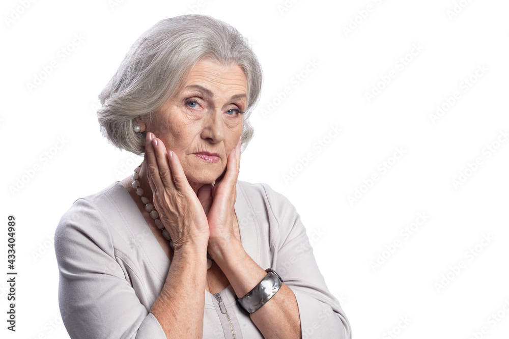 Sad senior woman isolated Sad senior woman isolated