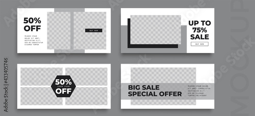 Horizontal sale banner layout design. Set of bright vibrant banners, posters, cover design templates, social media stories