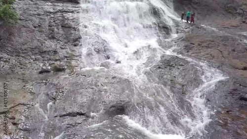 Indian Forest with Waterfall Drone Shot photo