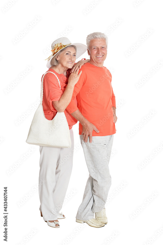 Portrait of happy senior couple on white background Portrait of happy senior couple on white background