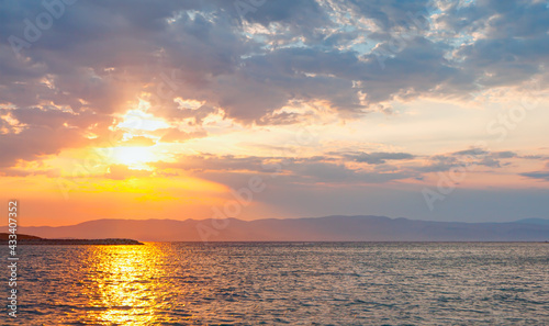 View of Cesme Marina, from Cesme at sunset