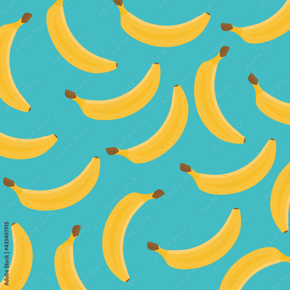 Bananas on blue background. Flat style. Vector illustration.