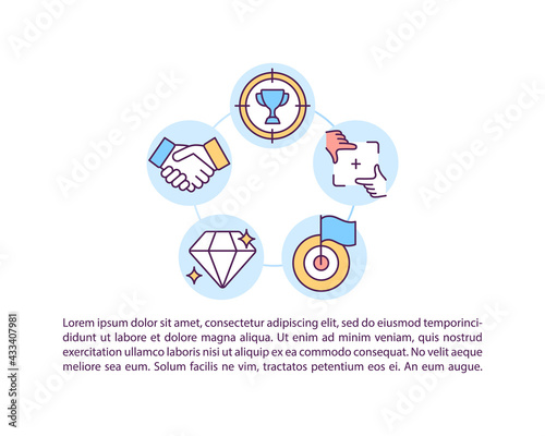 Selecting authentic goals concept line icons with text. PPT page vector template with copy space. Brochure, magazine, newsletter design element. Personal fulfillment linear illustrations on white