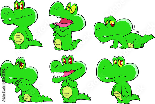 crocodile cartoon set